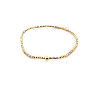 Enewton Hope Unwritten Gold Filled Grey Seed Bead Stretch Bracelet 2mm 6 Inch